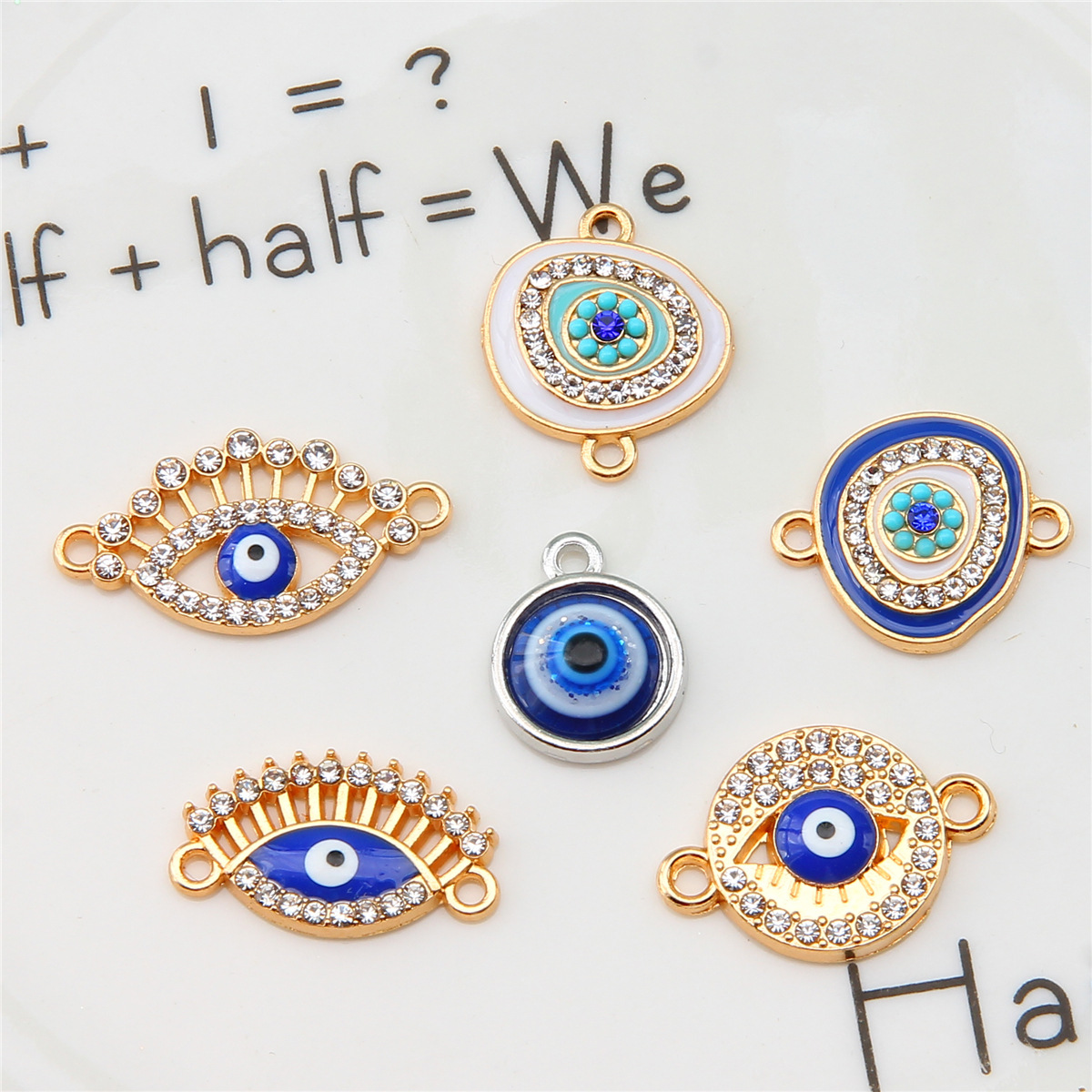 Двойное висячее соединение глаза дьявола одиночное висячее смоляное злое око DIY браслет колье аксессуары подвеска ювелирные изделия