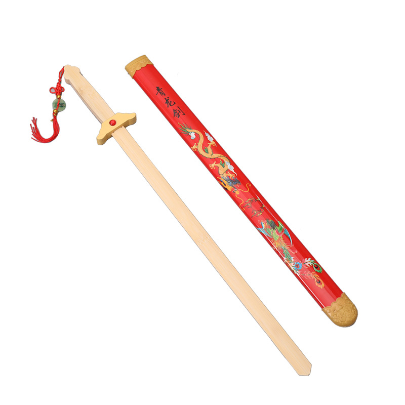 Qinglong Sword Wooden Sword Mahogany Shangfang Boy Outdoor Practice Sword Kidsren's Night Market Popular Stall Wooden Sword Small Toy