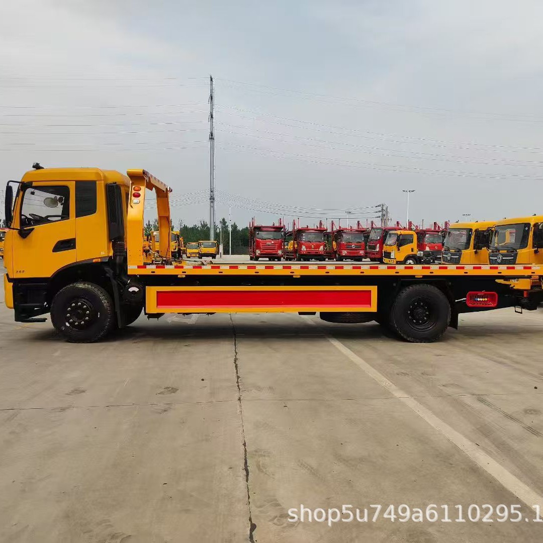Dongfeng Tianjin 10-Ton Flatbed Tow Truck, Multifunctional One-To-Two Tow Truck, Blue Plate Tow Truck with Multiple Options