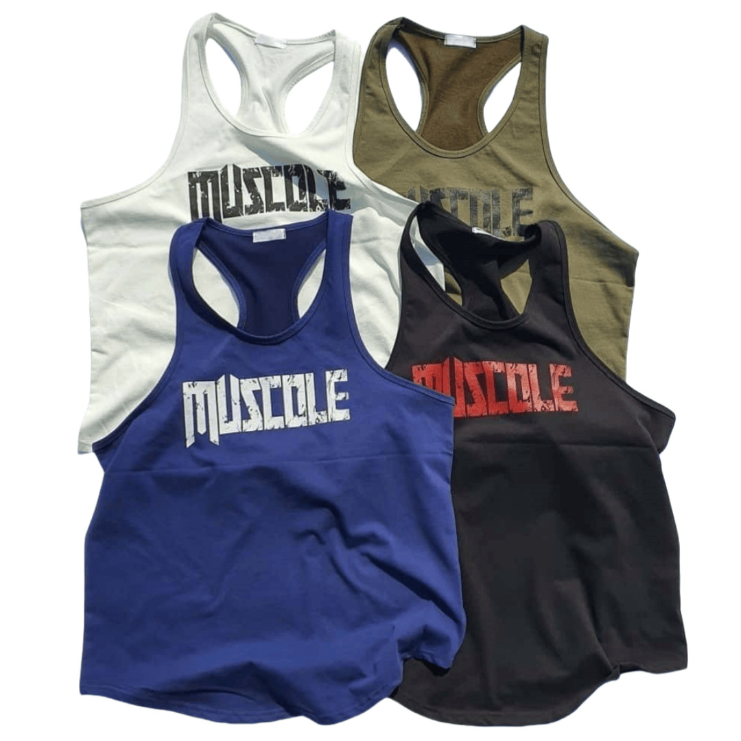 Summer Sports Fitness Vest Men's Casual Running Aerobic Training Elastic Breathable Sleeveless Racer Vest Undershirt