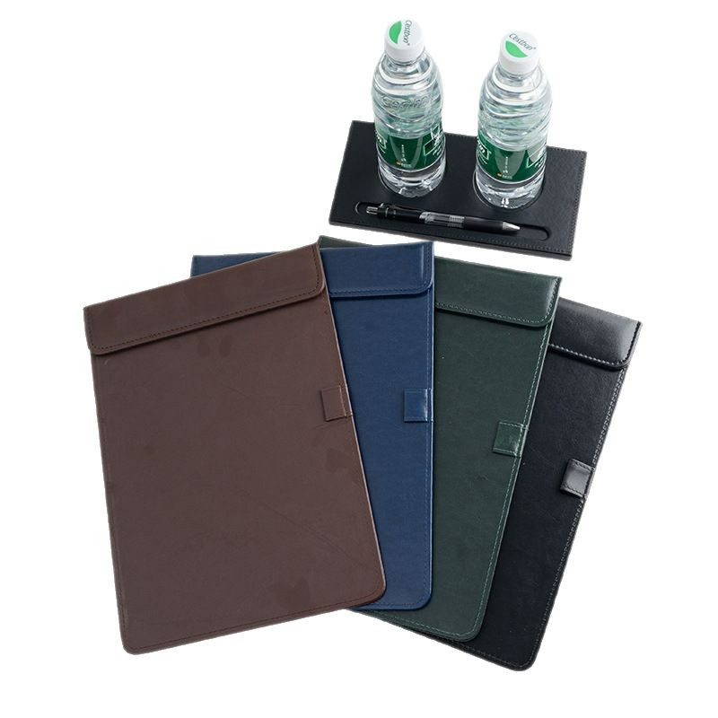 Factory direct leather A4 writing pad meeting pad menu clip magnetic buckle folder restaurant purchase order clip