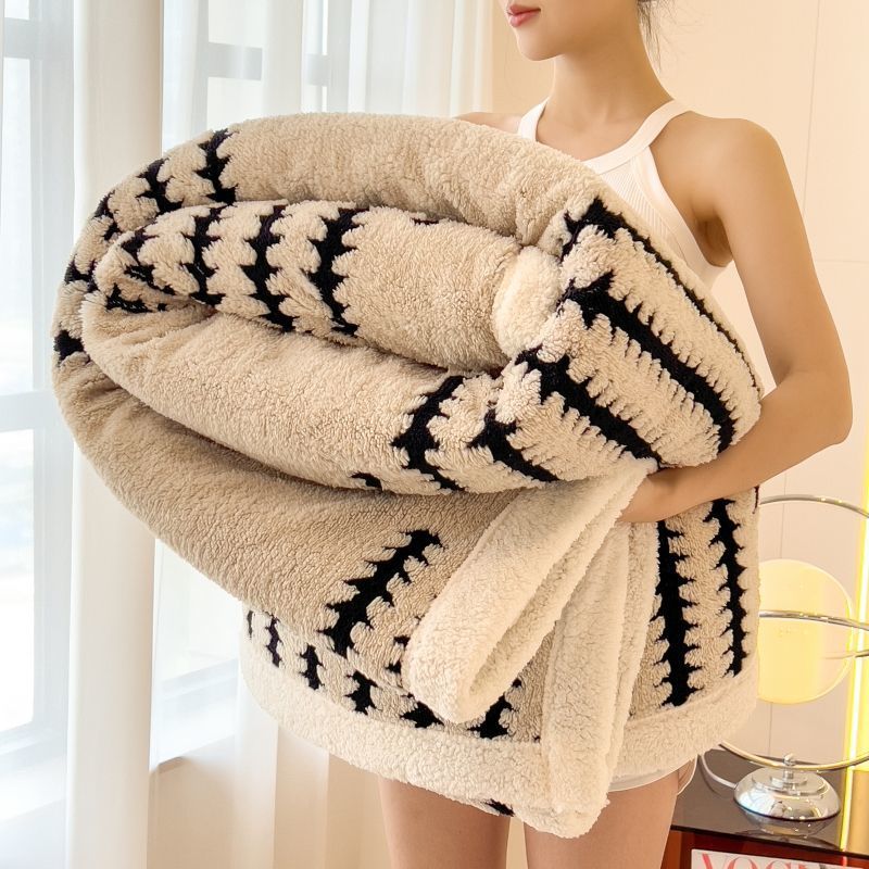 Thickened Warm Coral Velvet Milk Velvet Blanket Winter Household Double-Layer Double-Sided Velvet Flannel Lunch Break Blanket Cover Blanket
