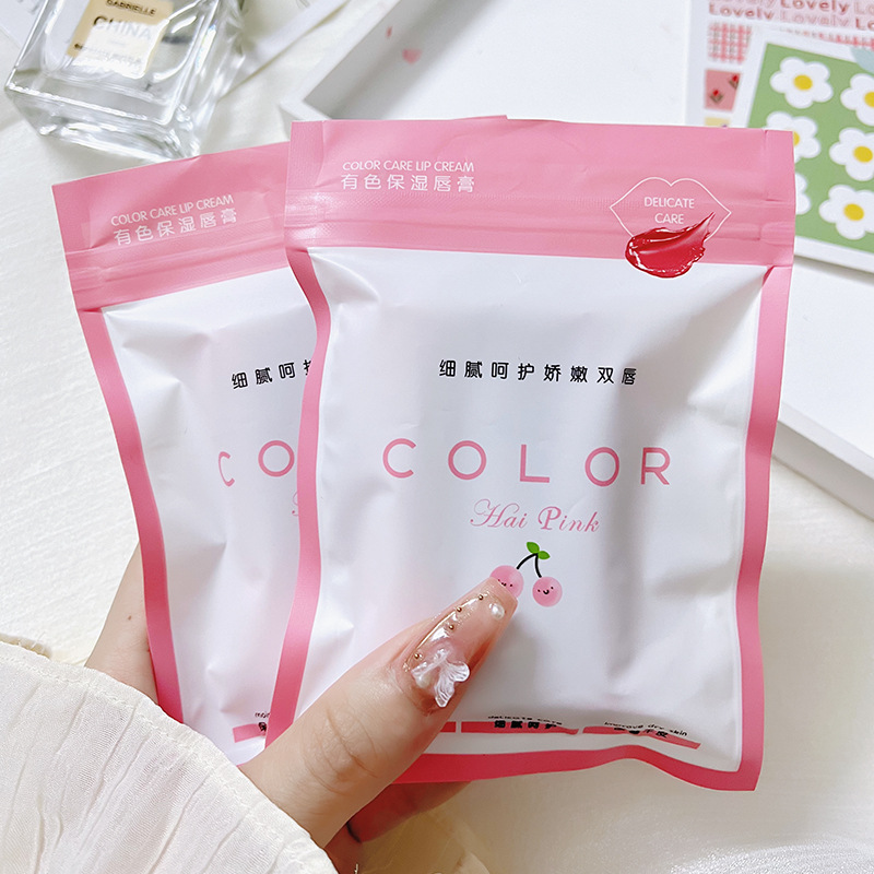 HAIPINK Three Pack Colored Moisturizing Lip Balm Lipstick Moisturizing Fading Lip Pattern Anti-dry Cracking Joker