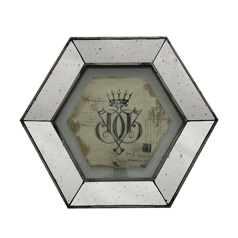 Crown Hanging Painting Retro Mottled Dot Mirror Wall Decoration Hexagonal Decorative Painting Scandinavian Home Sofa Background Wall Accessories