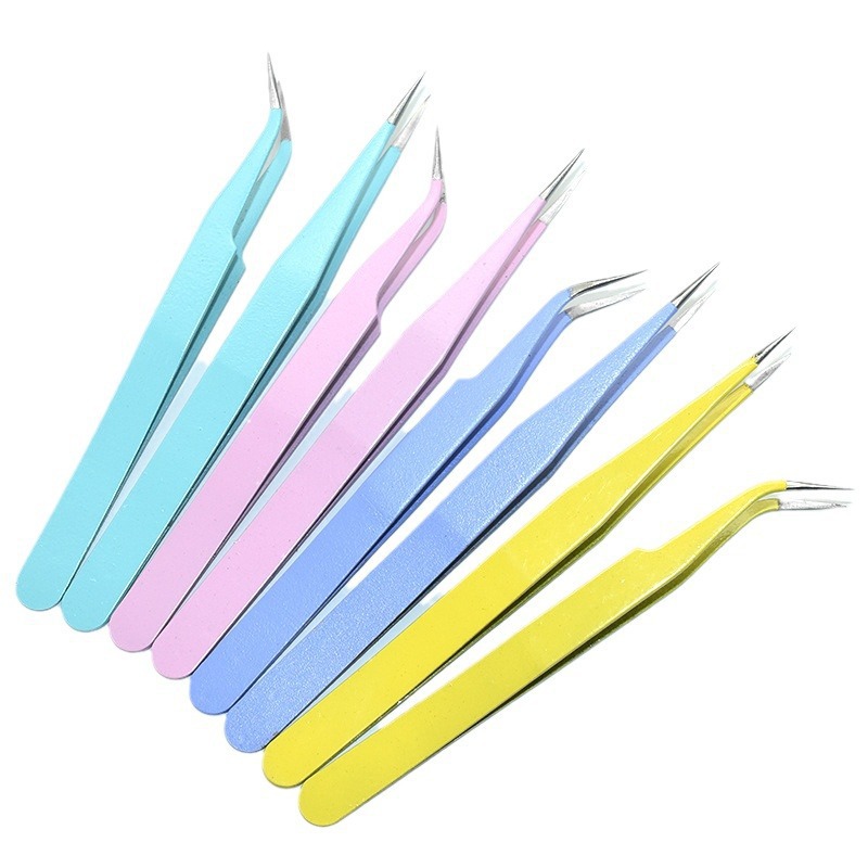 False Eyelash Tweezers Wholesale Colorfulful Handbook Clips Pointed Elbow Tweezers Grafted Flowering Tweezers Multifunctional Clips