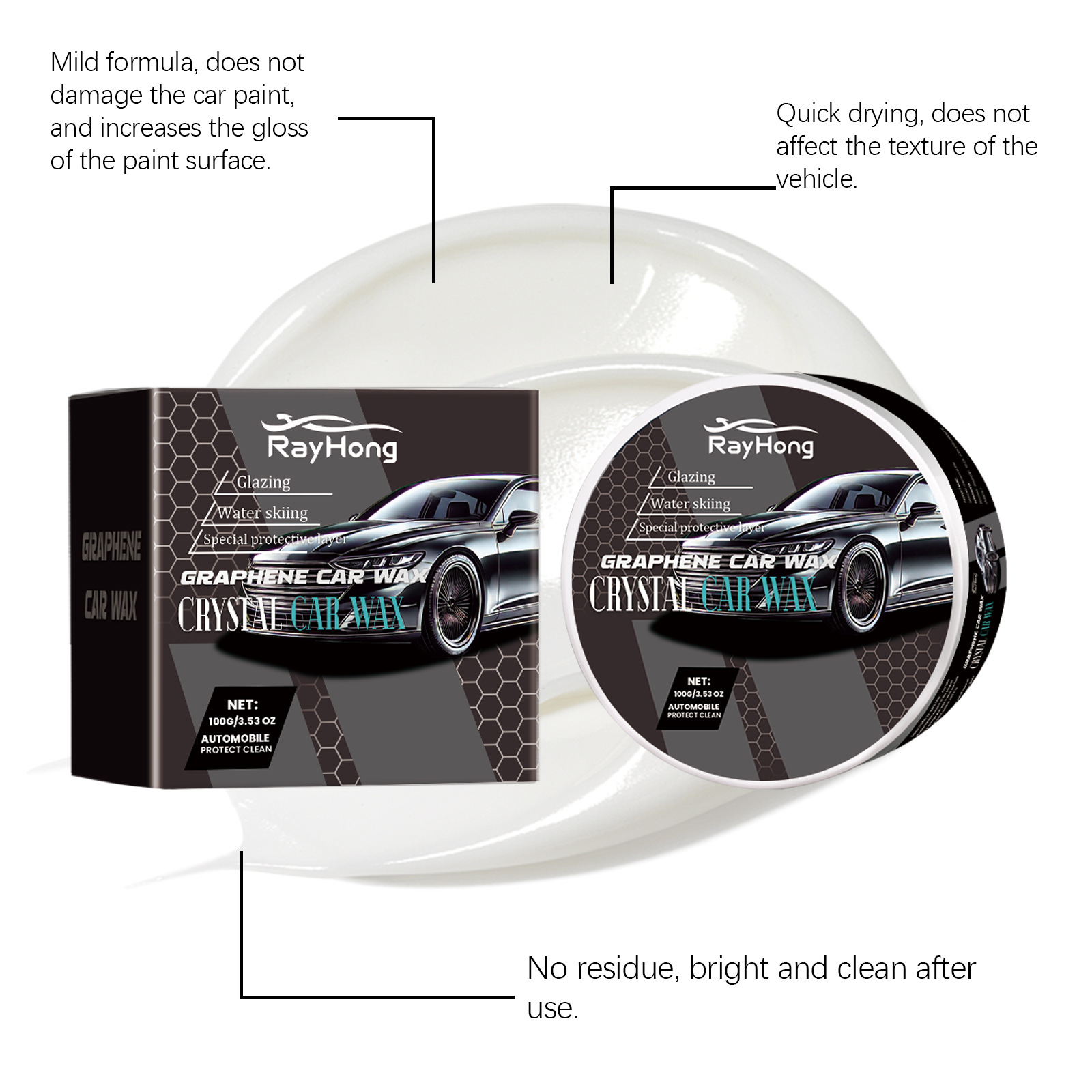 Rayhong Car Coating Paste Anti-Scratch, Brightening and Decontamination Care Car Paint Coating Maintenance Care Agent