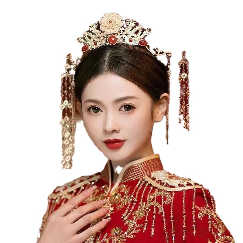 Hanfu Dafa Crown Exquisite Hair Accessories Long Tassel Antique Style Walking Ming-made Headwear Red Super Fairy Crown Atmospheric Jewelry