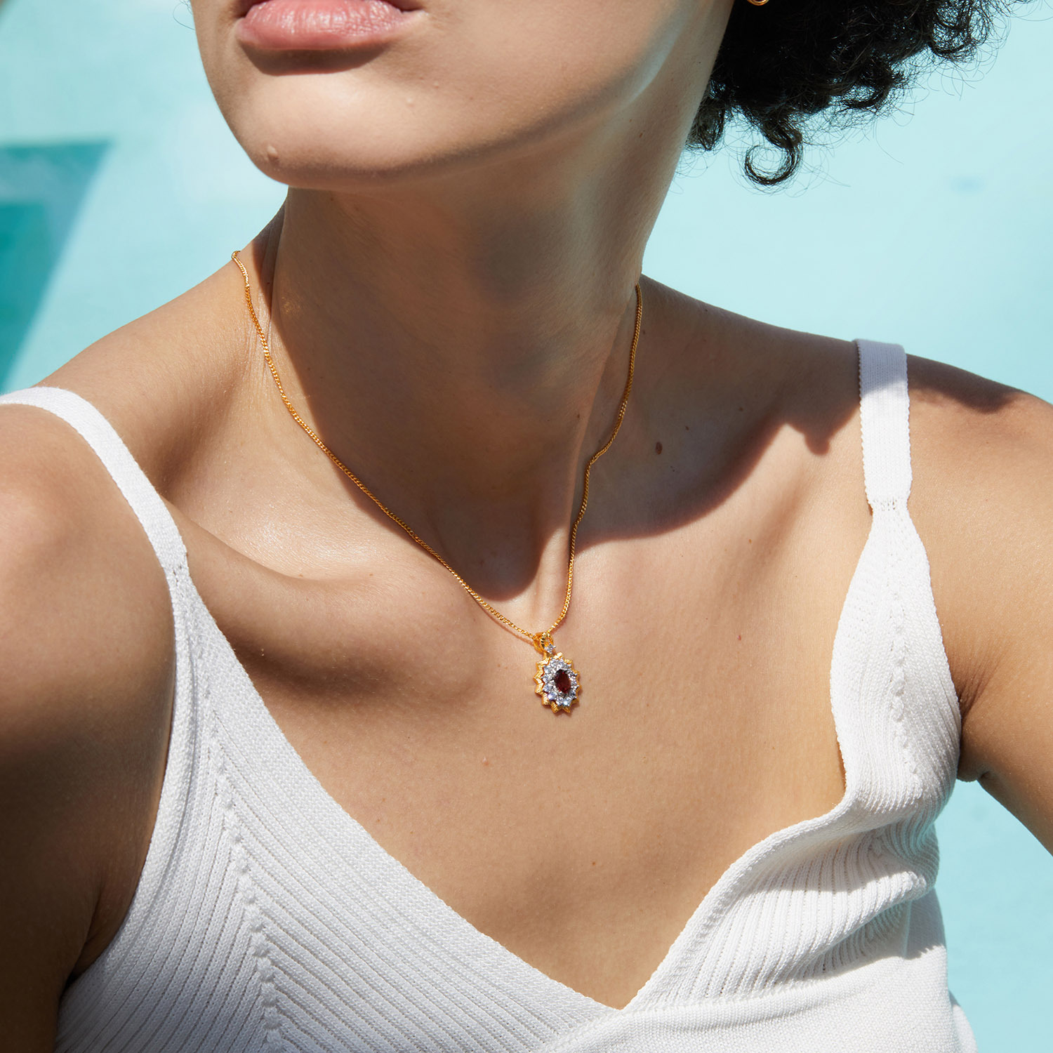 Hanma Yinxin S925 Silver Garnet Necklace Women's Precision Silver Jewelry Niche French Design Classic Versatile Pendant