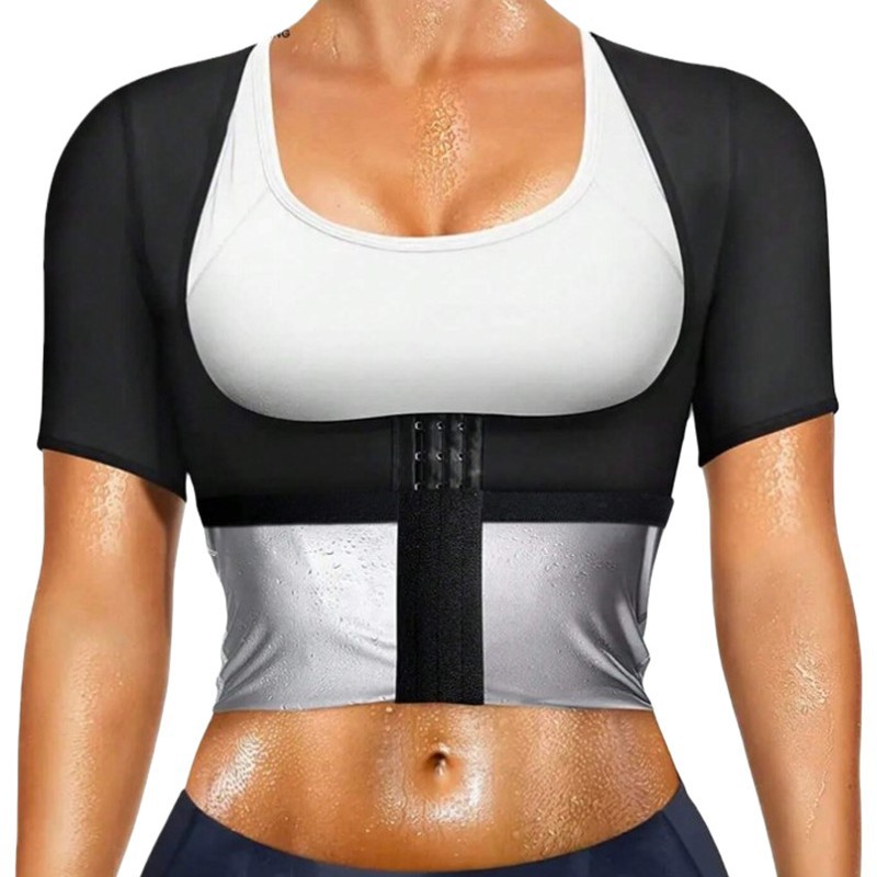 Европейский и американский корсет для фитнеса большого размера с контролем живота, короткие рукава, спортивный костюм для женщин