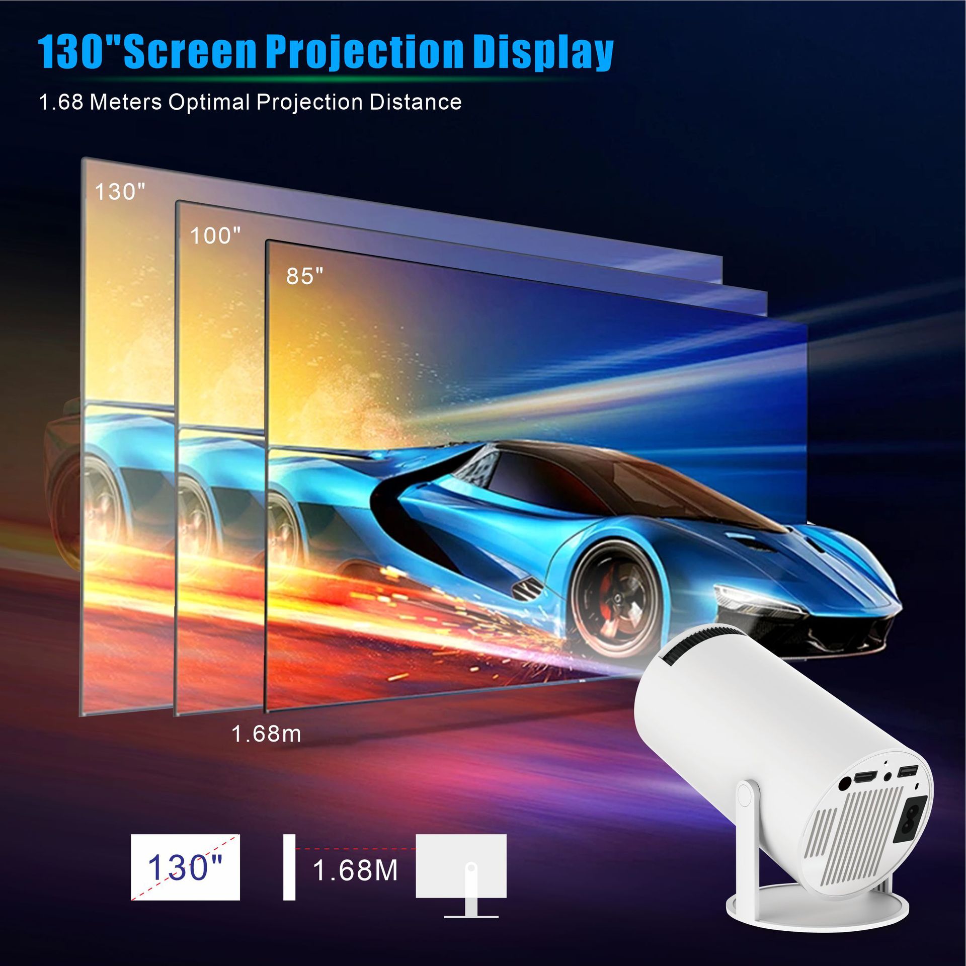 Hy300/Hy300Pro Barrel Projector Smart Android 4K Home Wireless Portable Projection Screen Android 13
