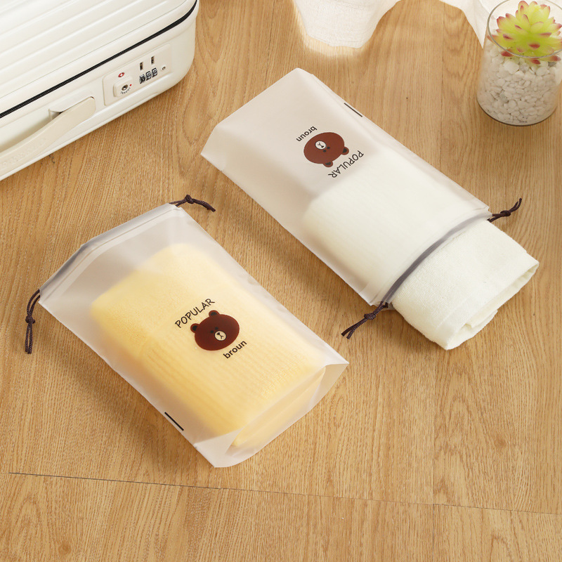 Spot pe Bear Bundle Pocket Simple Transparent Rope Bag eva Frosted Drawstring Bag Translucent Bag Drawstring Bag