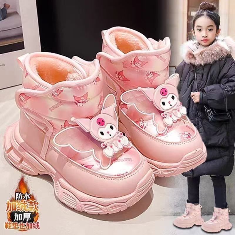 Детские зимние сапоги, водонепроницаемые и теплые, 2025, новые, для девочек, утолщенные, большие, хлопковые, принцессные сапоги