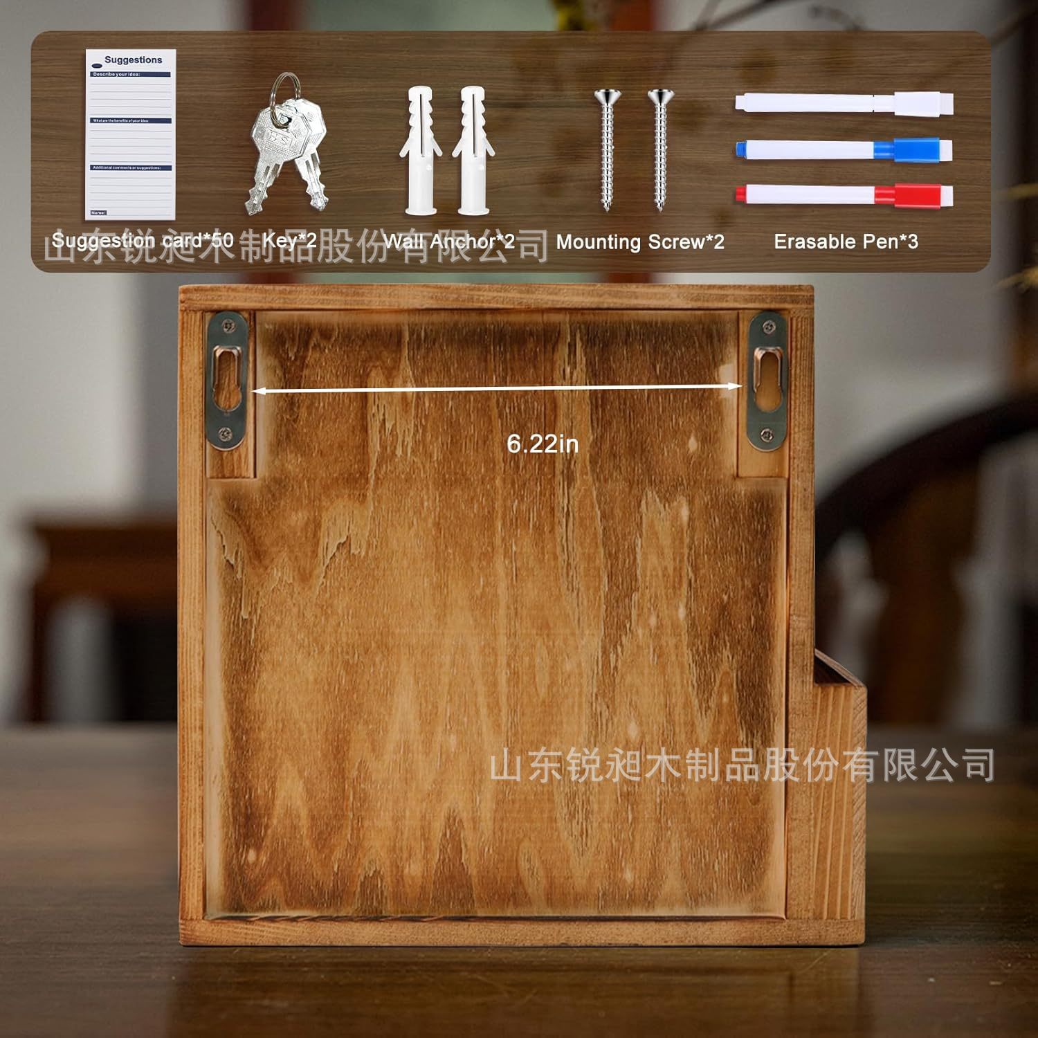 In-Stock Vintage Wooden Suggestion Box Solid Wood Lockable Voting Suggestion Box Letter Box Wall-Mounted Charity Donation Storage Box
