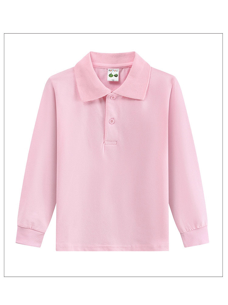 Boys' polo shirt long sleeve T-shirt children's cotton school uniforms girls lapel garden clothes White bottoming shirt a generation of hair