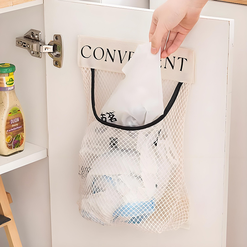 Net Bag Storage Bag Kitchen Wall-mounted Garbage Bag Storage Bag Large Opening Sundries Hanging Bag Large Capacity Storage Bag