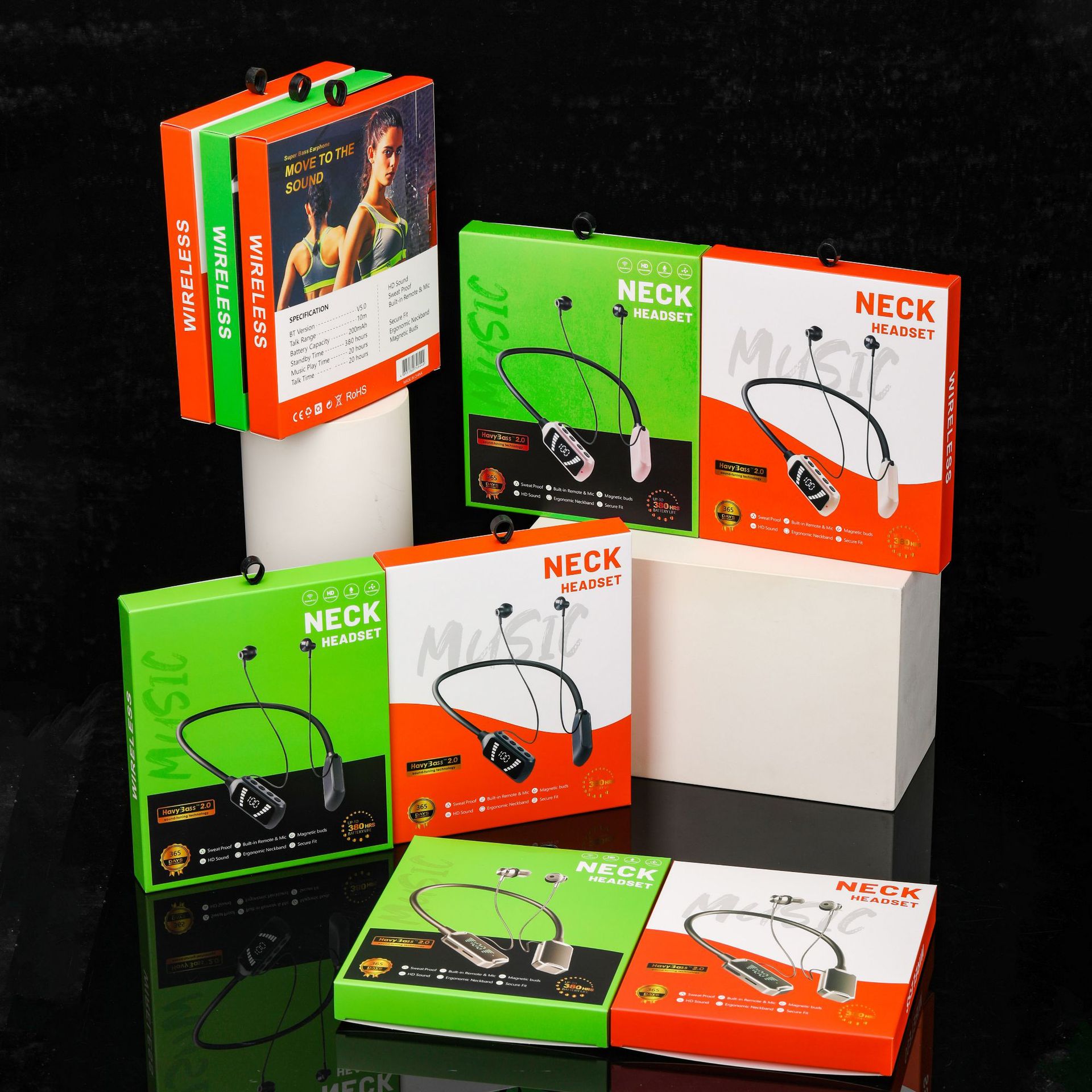 New Necked Headset Neutral Universal Packaging Sports Bluetooth Headset Necked Packaging Box in stock Wholesale