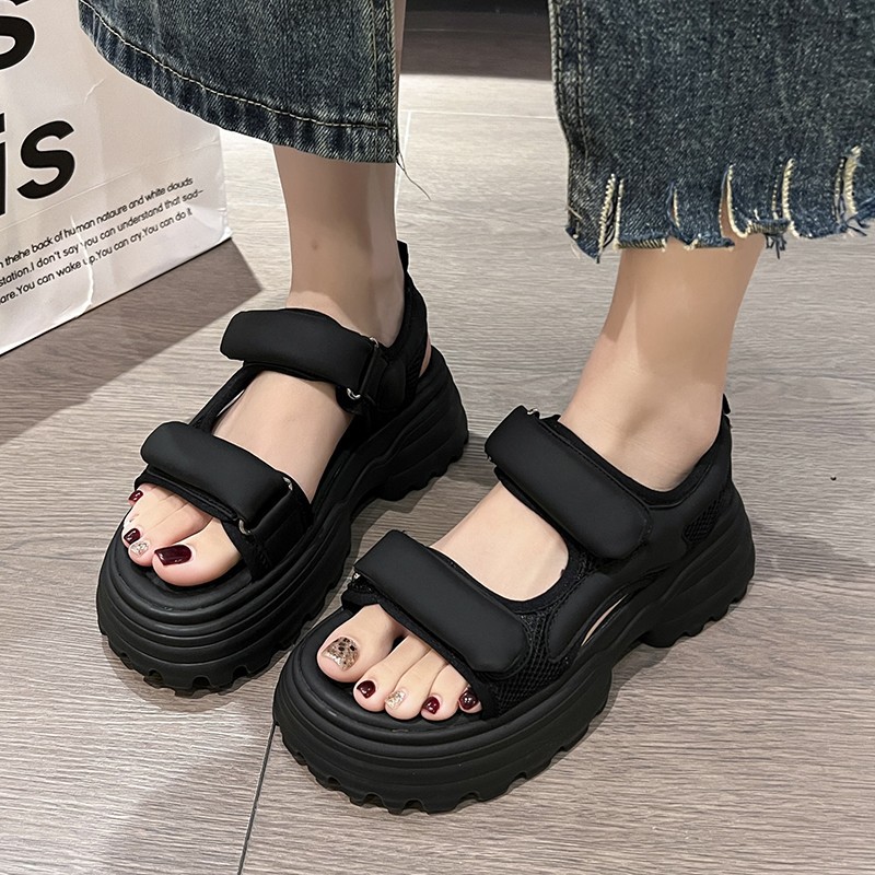 Thick-Soled Lightweight Casual Sandals for Women Large Size 2025 Summer New Velcro Platform Sports Sandals Student Style