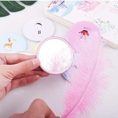 Small Mirror, Makeup Mirror, Portable Glass Mirror, K-Style of Cute Little Round Mirror, Makeup Mirror