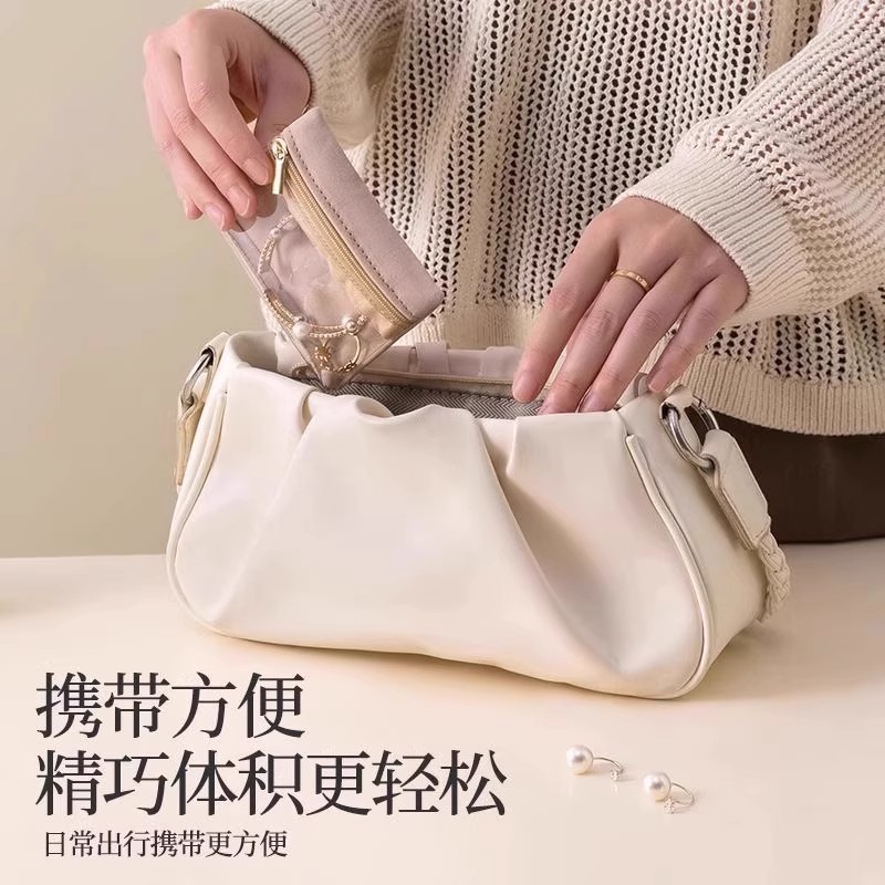 Jewelry Bag Velvet High-End Sealed Anti-Oxidation Jewelry Box Jewelry Earrings Ring Necklace Storage Travel Cosmetics Bag