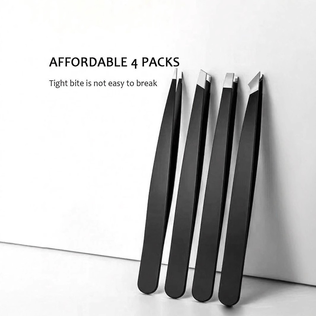 Stainless Steel Eyebrow Clip 4-Piece Set 96 Women's Eyebrow Tweezers High吻合 Plucking Pliers Eyebrow Tweezers