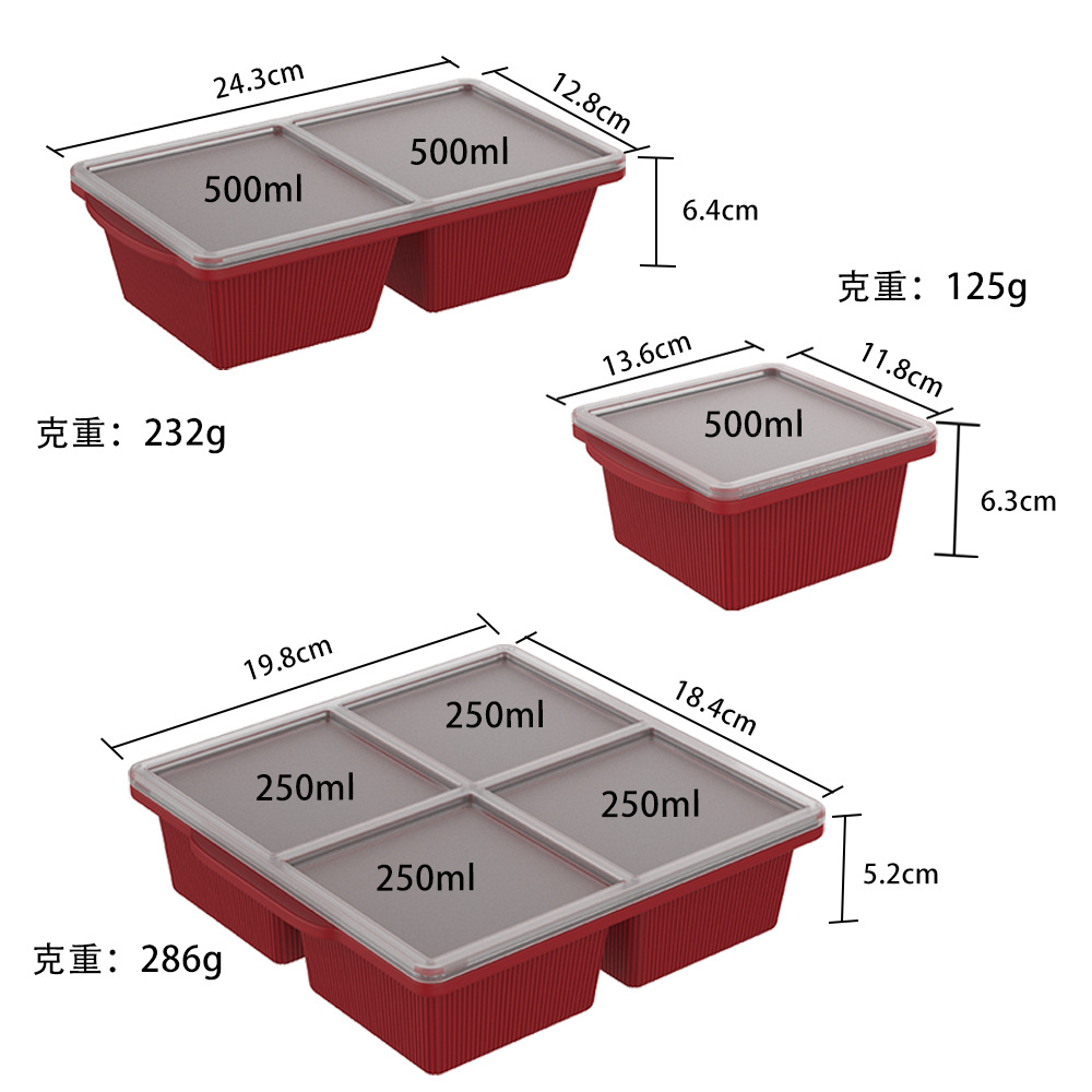 Silicone Mold for Making Frozen Soup with Iron Ice Dividers, Household Food Storage Quick-Freezing Preservation Box, Freezer Tray with Lid