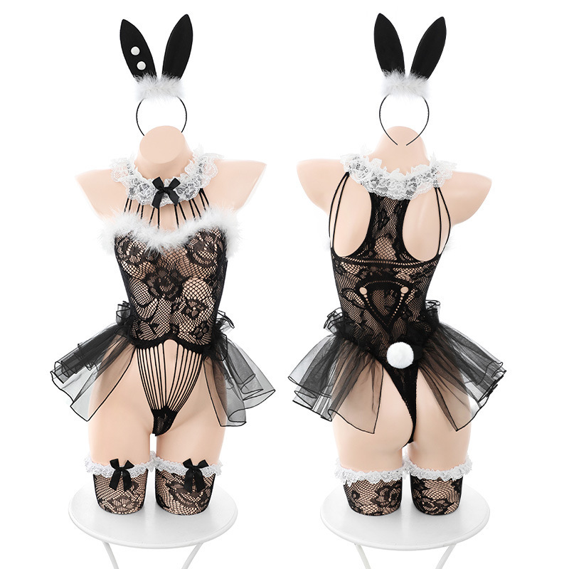 Sexy Underwear Sexy Mesh Fluffy Bunny Uniform Pure Three-Point Cat Cute Rabbit Free suit