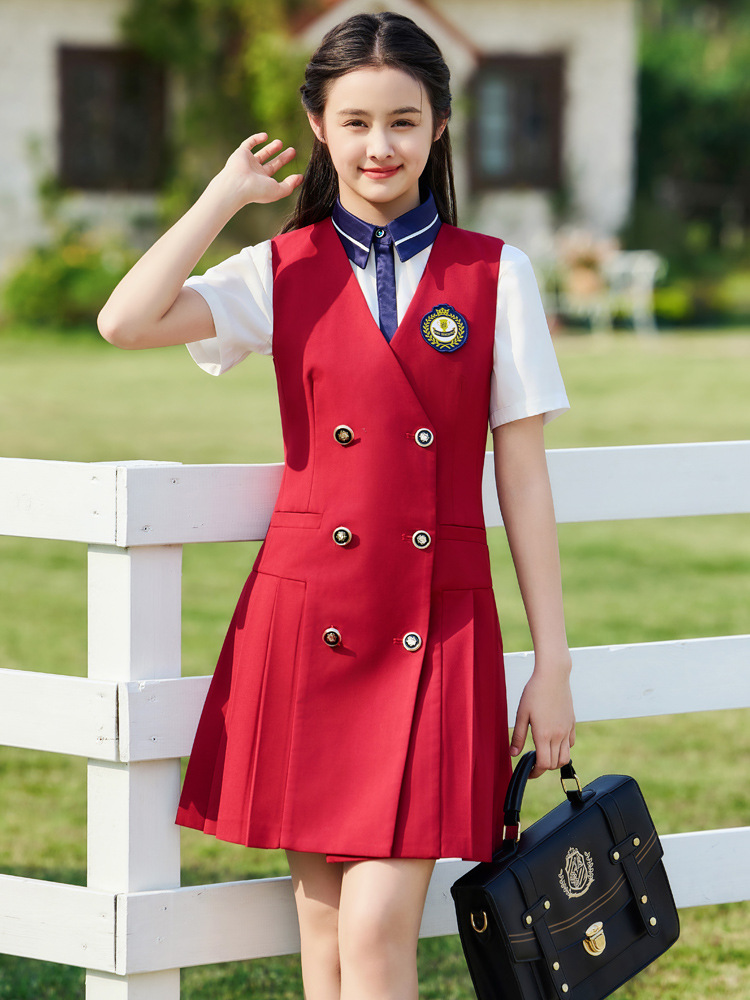 Red Vest Dress Suit for Women Autumn New Student Choir Speech Contest Host Costume