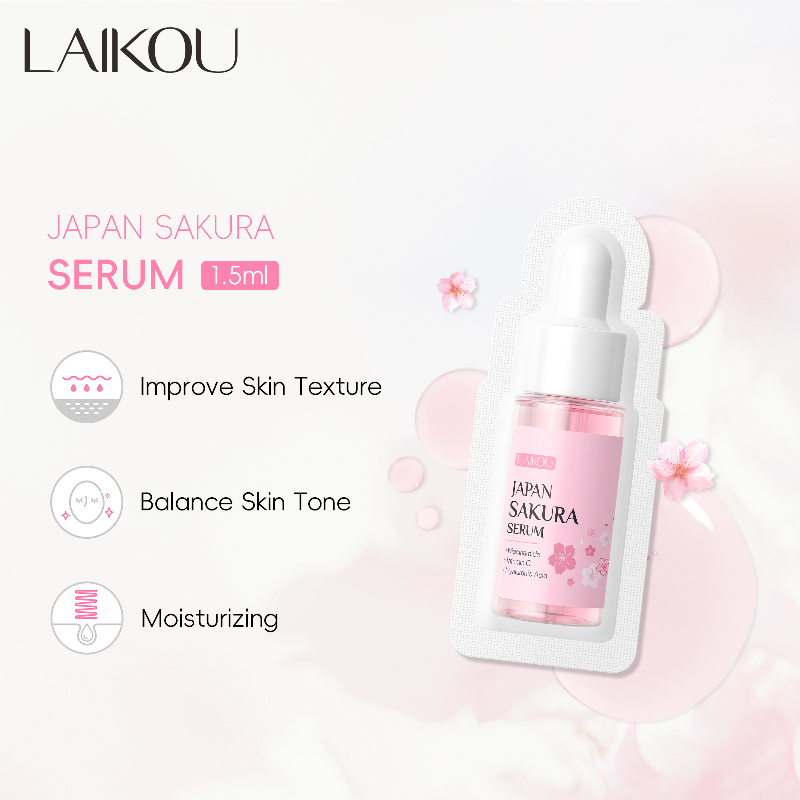 LAIKOU эссенция цветка вишни 1 упаковка 1.5мл увлажняющая и гидратирующая