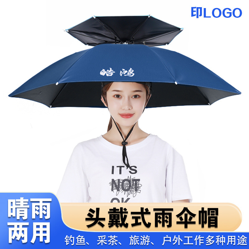 Umbrella Hat, Head-Mounted Umbrella Hat, Fishing Head-Mounted Sun Umbrella, Outdoor Tea-Picking Sanitation Bucket Umbrella, Folding Umbrella, Foreign Trade