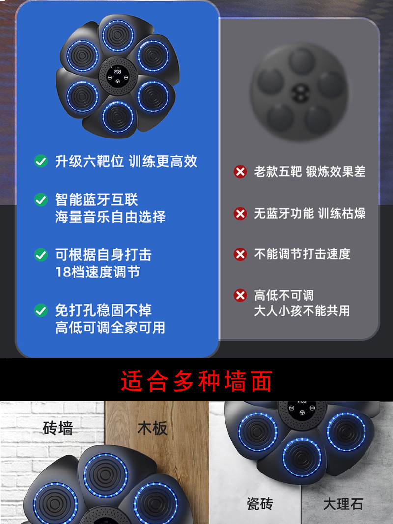 Intelligent Boxing Music Boxing Machine Home Adult Electronic Wall Target Kidsren's Boxing Reaction Target Vent Training Equipment