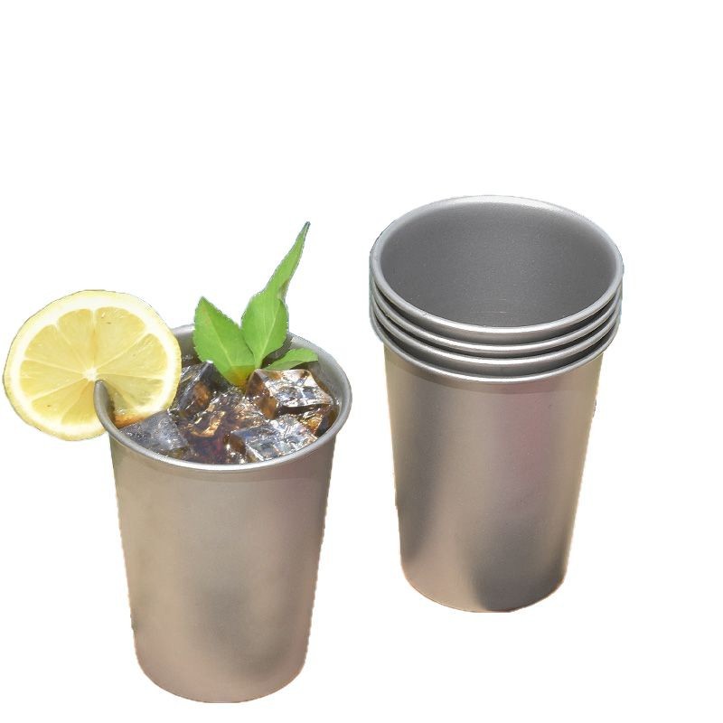 Pure Titanium Beer Cup Single-Layer Outdoor Camping Juice Cup Handy Cup Titanium Alloy Anti-Fall Cold Drink Cup Portable Titanium Water Cup
