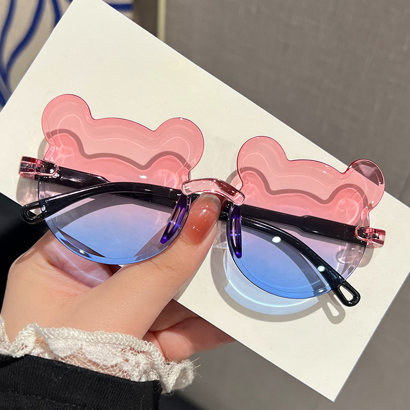 Новые детские солнцезащитные очки в форме мультяшного медведя, милые очки для мальчиков и девочек, градиентные