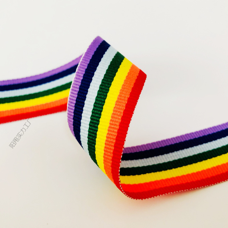 Little Red Book's Same Style Kidsren's Climbing Frame Braided Rope with Colorful Rainbow Webbing Luggage Hat DIY Medal Belt