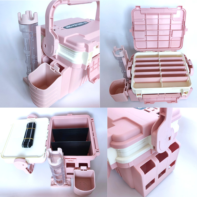 Cross-border Luya fishing box suitcase fishing supplies with lock can hang pole device cup holder fishing gear storage box can sit