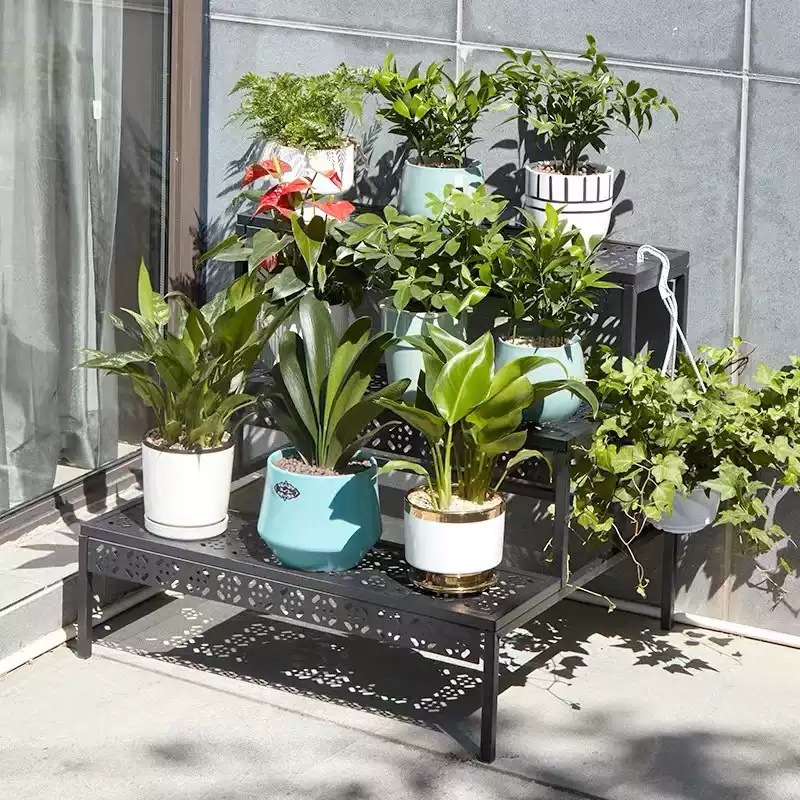 Outdoor Iron Flower Rack Stepped Storage Rack Balcony Courtyard Flower Pot Rack Living Room Corner Garden Succulent Display Rack