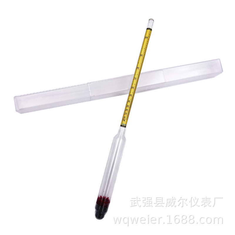 Liquor alcohol meter 0-100 degree concentration meter yellow scale Alcohol Hydrometer American 0-200 self-brewing density