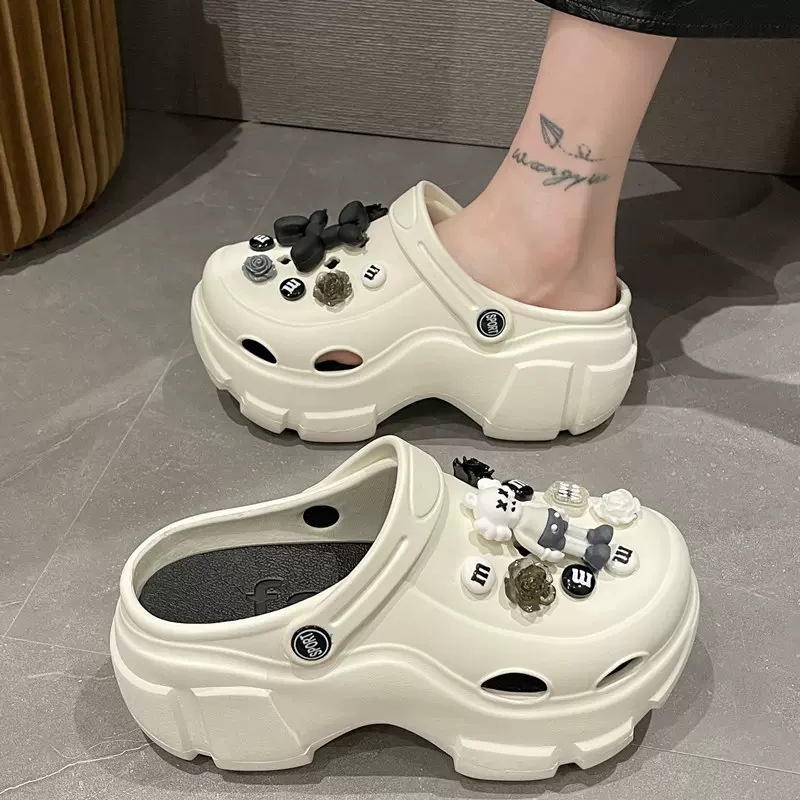 Women's thick-soled hole shoes new heightened non-slip fashion online popular beach sandals for outdoor summer wholesale