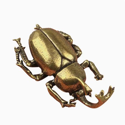 Brass Beetle Tea Ceremony Tea Pet Ornament Pure Copper Tianniu Paperweight Antique Copperware Crafts Unicorn Fairy Keychain