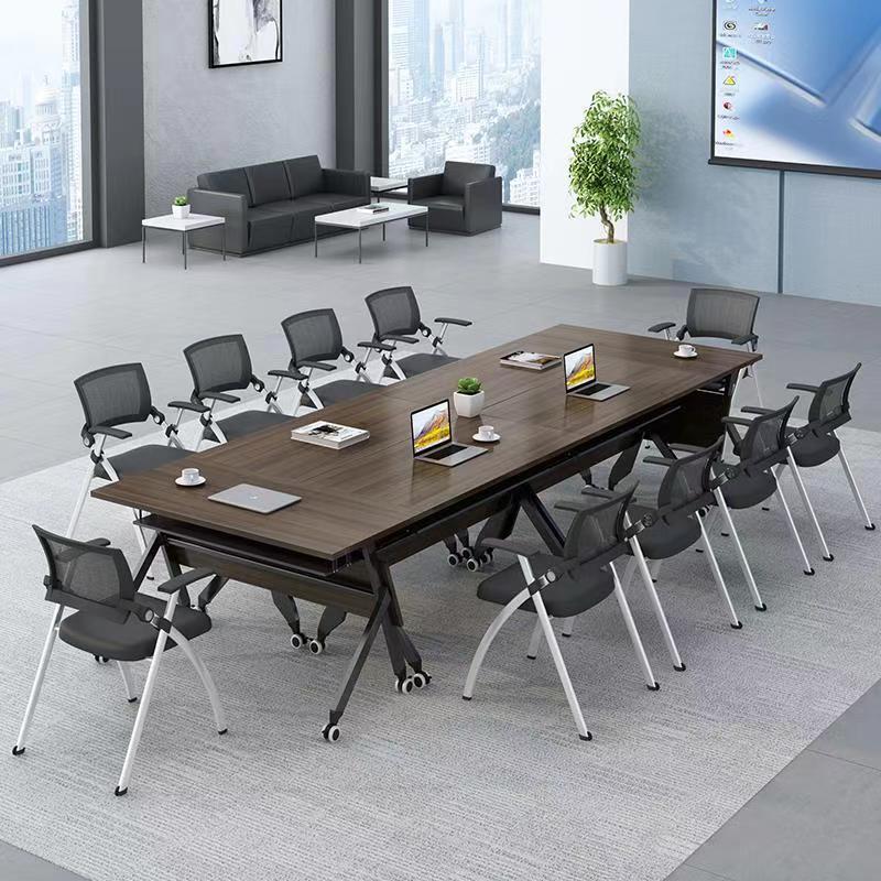 Folding Training Table Conference Table and Chair Combination Multifunctional Movable Splicing Office Tutoring Class Long Double Desk