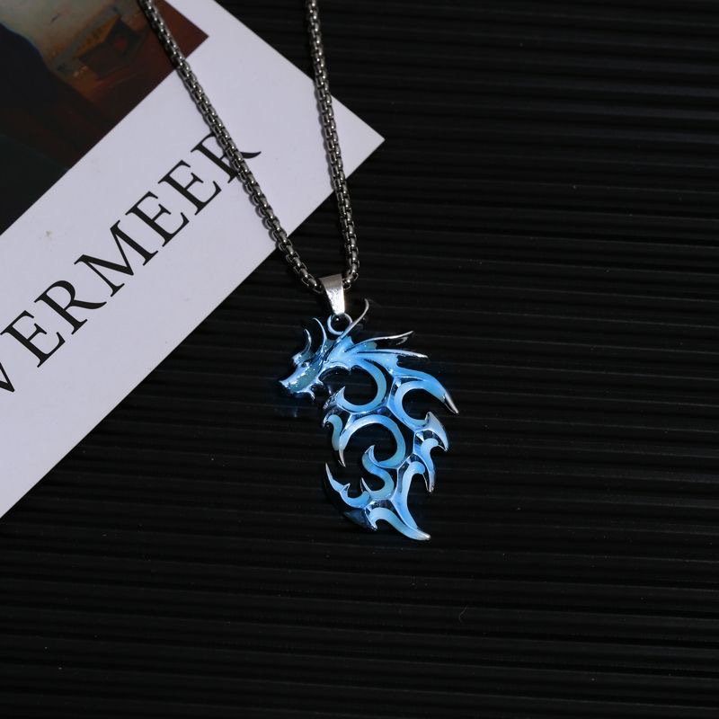 Light flame Dragon Wolf King necklace hip hop men and women ins personality disco jumping pendant couple design sense neck chain fashion
