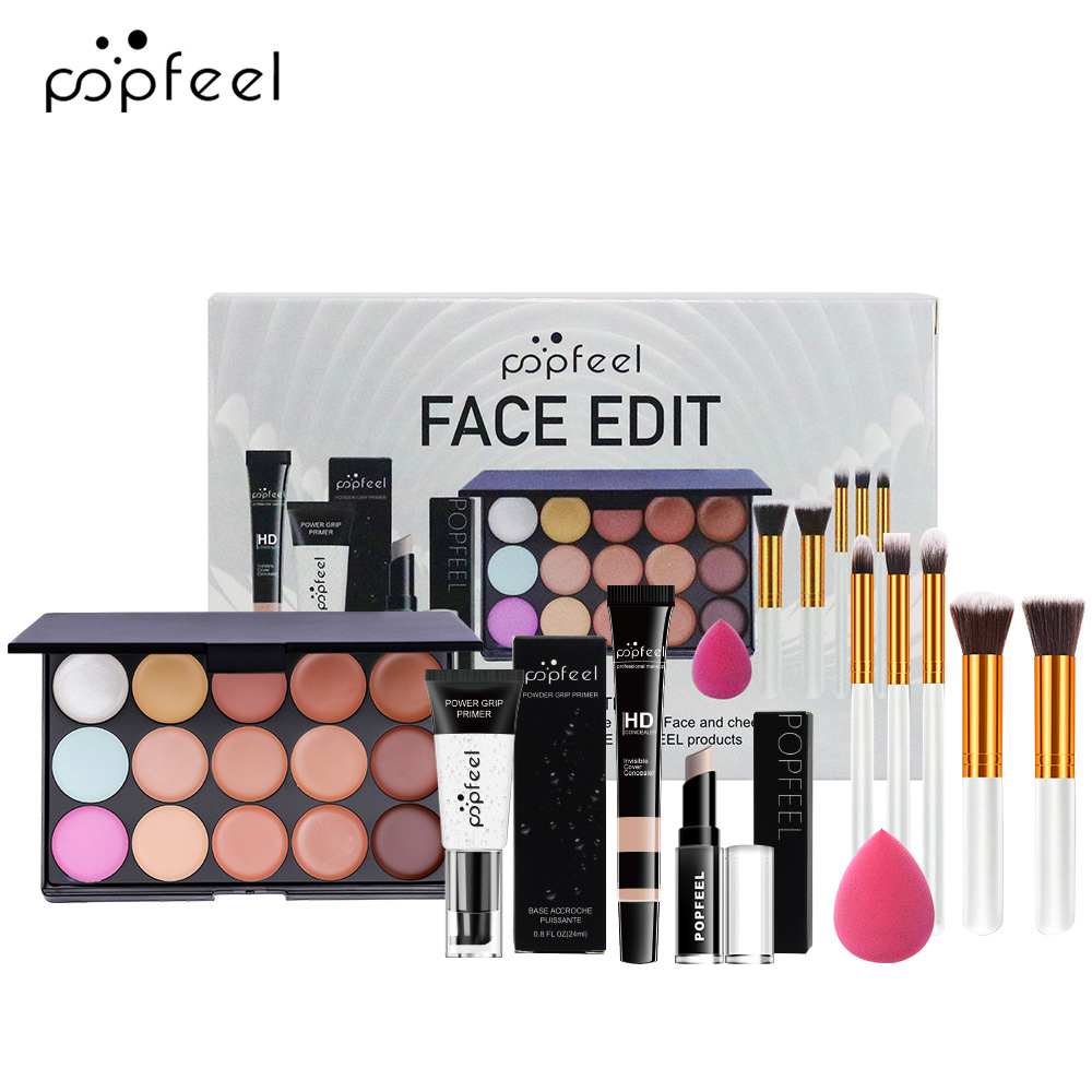 Makeup POPFEEL 40 color eye shadow plate mascara eye shadow brush eyeliner eyebrow pencil combination set for beginners