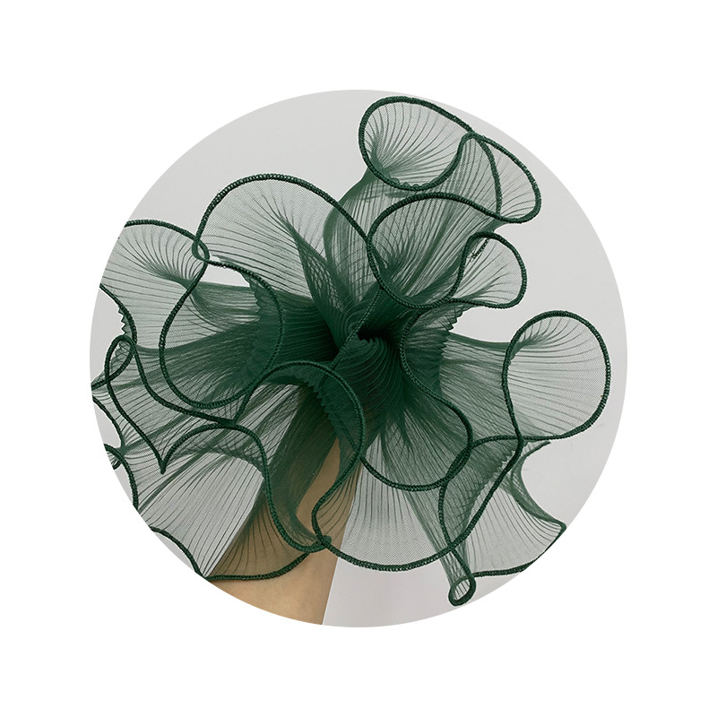 Christmas Wavy Lace Pleated Mesh Fabric Christmas Tree Ornaments Flowers Wedding Decoration Packaging DIY Fabric