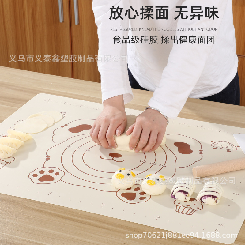 Silicone kneading mat household food grade thickened extra large mat high temperature resistant cartoon dough pad rolling pad cutting board