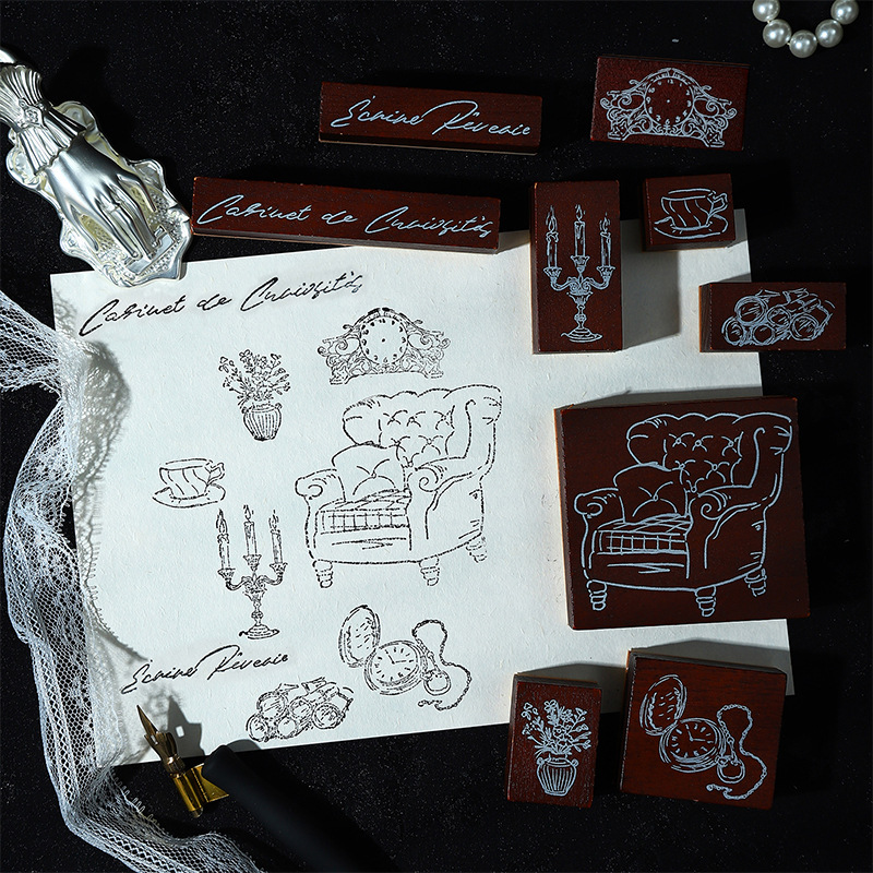 Ketchup Girl Wooden Seal Set Paper Treasures Creative Pattern Material DIY Decorative Handbook Printing