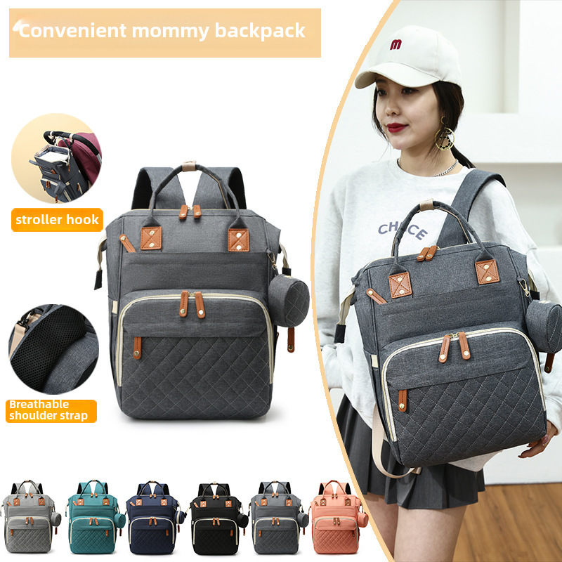 Cross-Border New Multi-Compartment Backpack Mommy Bag Multi-Functional Lightweight Mother and Baby Bag Travel Bottle Diaper Mommy Bag