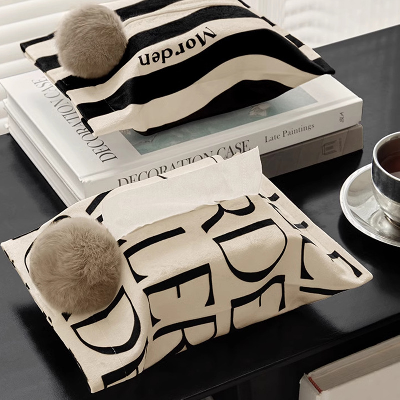 High-grade fabric tissue box decoration decoration living room bedroom home desktop creative cream style cute tissue box