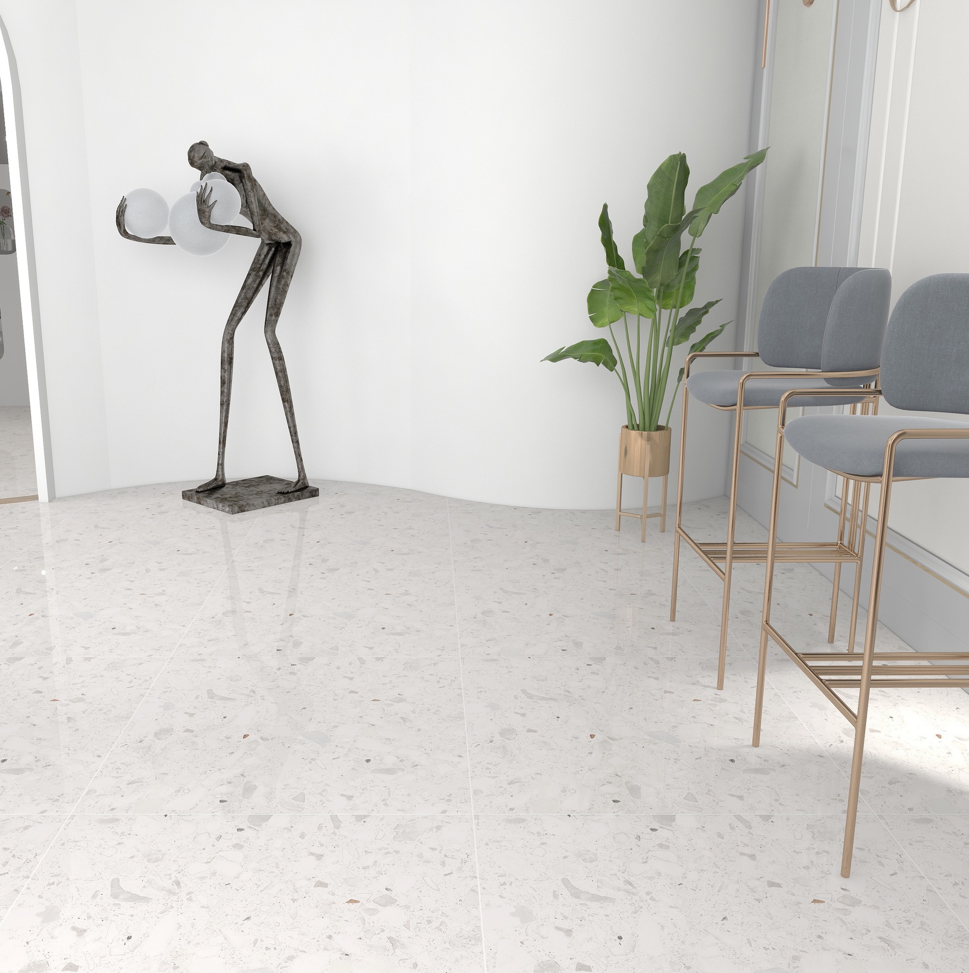 Серая глянцевая матовая плитка терраццо 800x800 для гостиной, столовой, антискользящая, антикварная плитка для торгового центра, магазина одежды