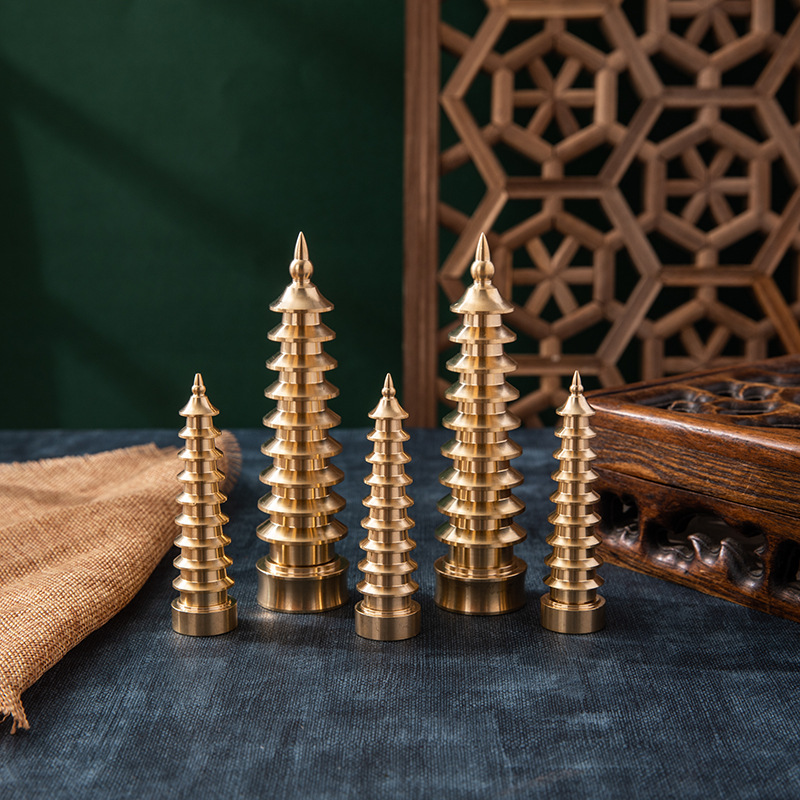 Brass Wenchang Tower Pure Copper Ornaments Nine-Story Thirteen-Layer College Entrance Examination Gifts Metal Cultural and Creative Copper Crafts Wholesale