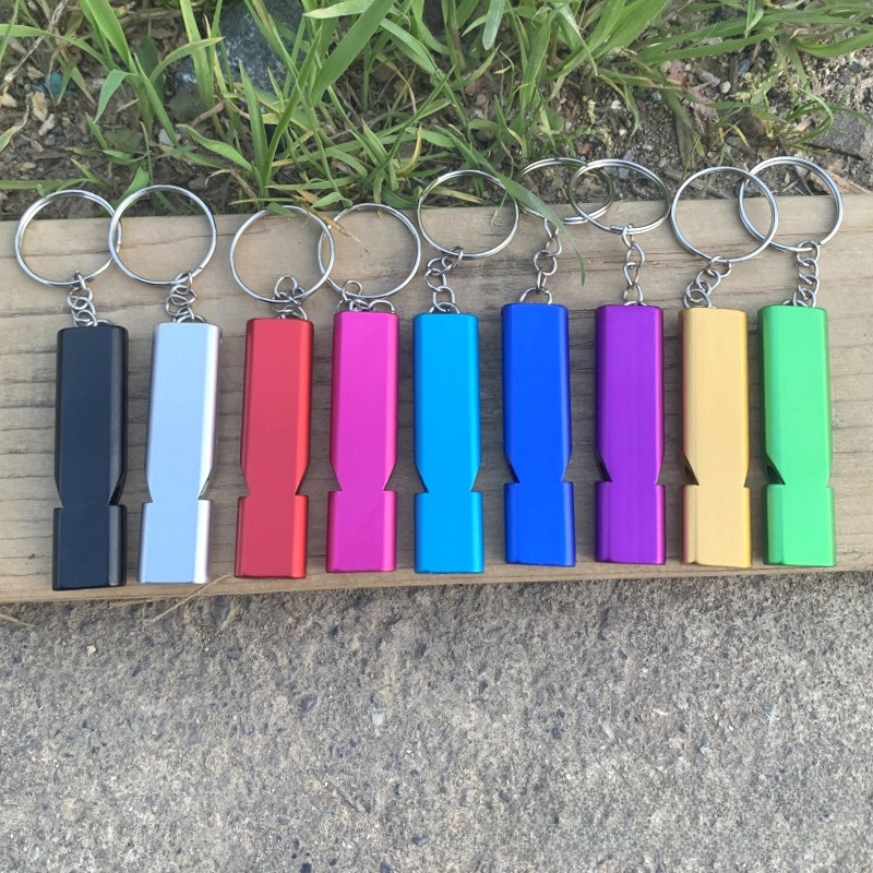 Aluminum Alloy Dual-Frequency Survival Whistle Double-Tube Outdoor Survival Life-Saving Whistle Equipment Edc Tools Outdoor Whistle