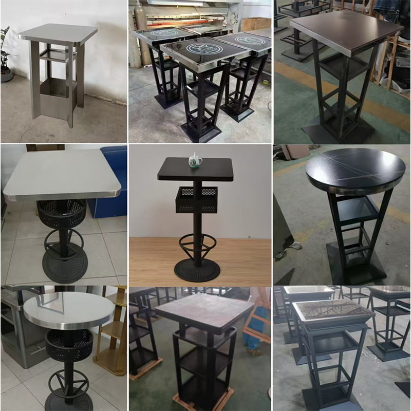Retro Industrial Style Bar Table and Chair Combination, Clear Bar Loose Table, Iron High Stool, Music Nightclub High Table and Chair, Bar Table and Chair